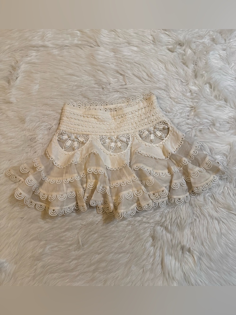 Zimmermann New Whitewave Doily Mini Skirt White Size 0